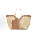 SAINT LAURENT YSL Y logo Bronze hardware basket, Tote bag, shopping bag, handbag women\'s style beige